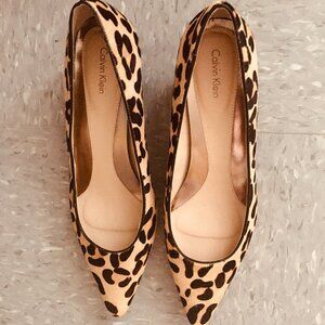 Calvin Klein DIEMA Faux Fur Animal Print Kitten Heels